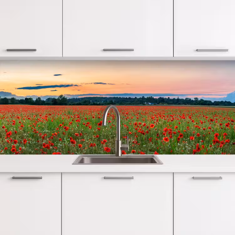 Keuken achterwand - Klaprozen - Landschap - Rood - Bloemen — 4