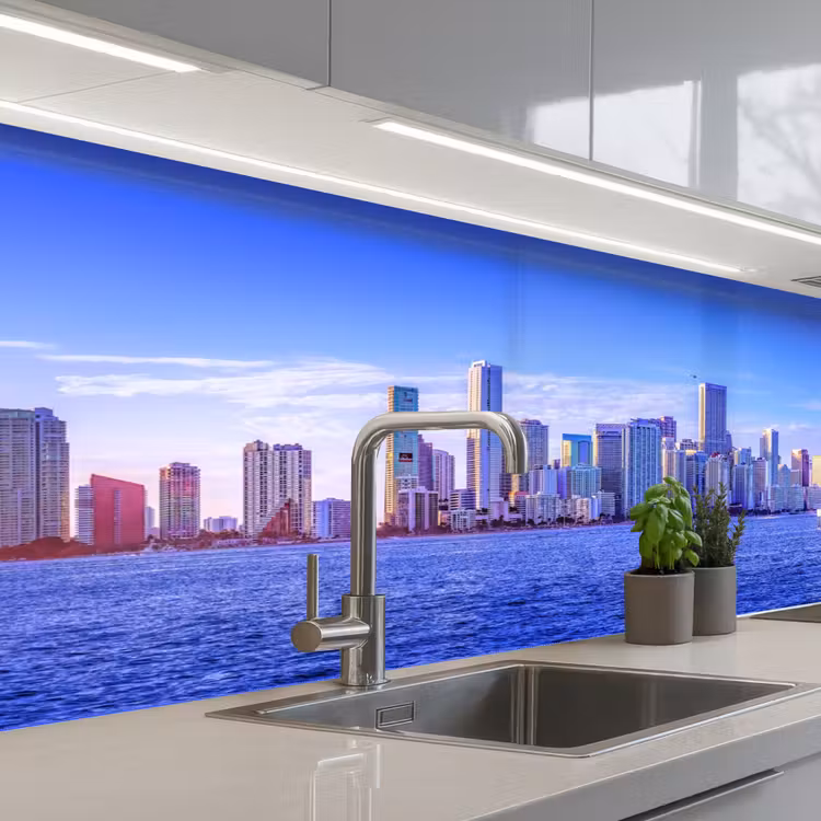 Keuken achterwand - Skyline - Blauw - Wolkenkrabbers - Stad — 2