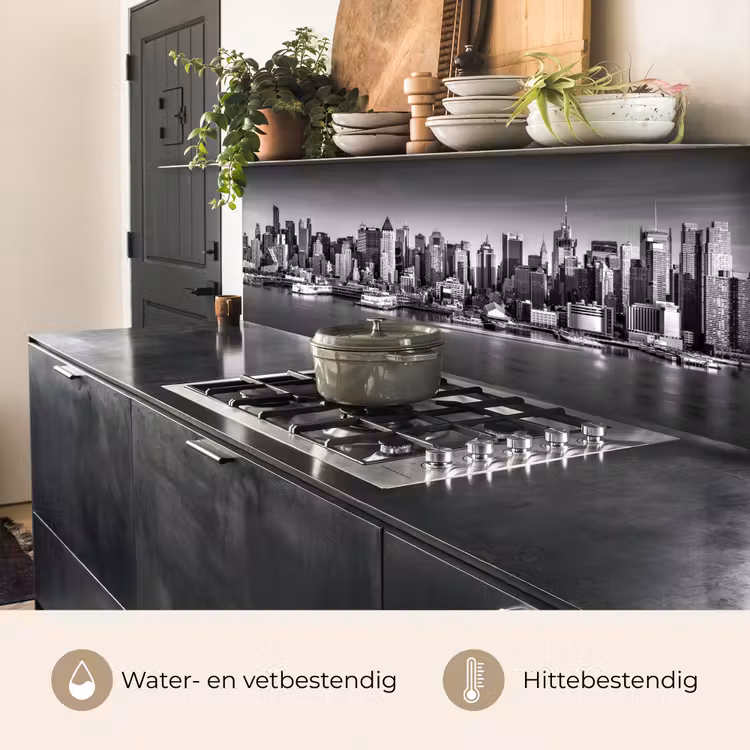 Keuken achterwand - Skyline - Stad - Wolkenkrabbers - Zwart - Wit — 5