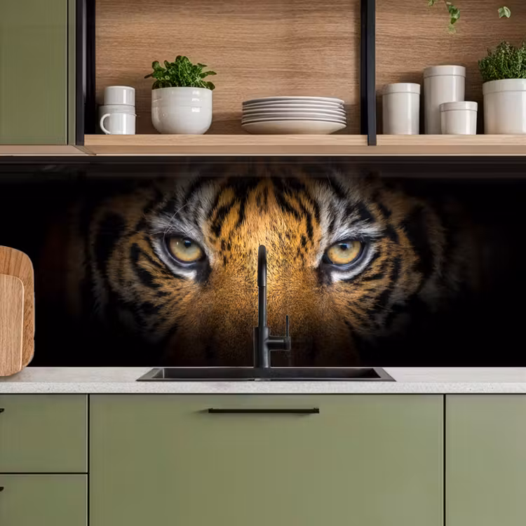 Keuken achterwand - Tijger - Zwart - Dier — 7