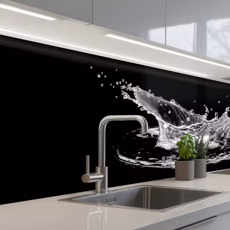 Keuken achterwand - Water - Splash - Water - Zwart — 2