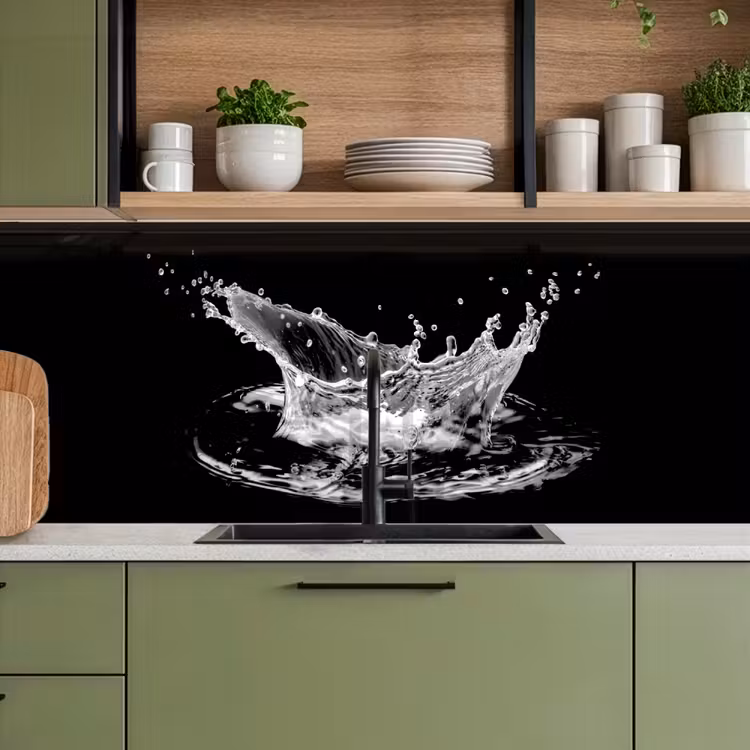 Keuken achterwand - Water - Splash - Water - Zwart — 7