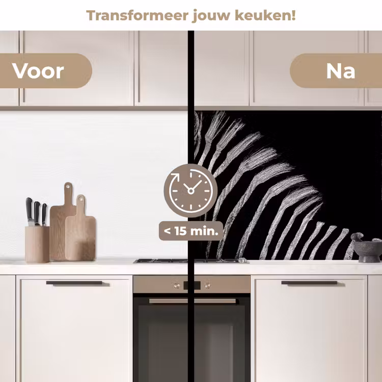 Keuken achterwand - Zebra - Dier - Zwart — 3