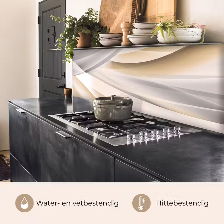 Keuken achterwand - Golven - Abstract - Beige — 5