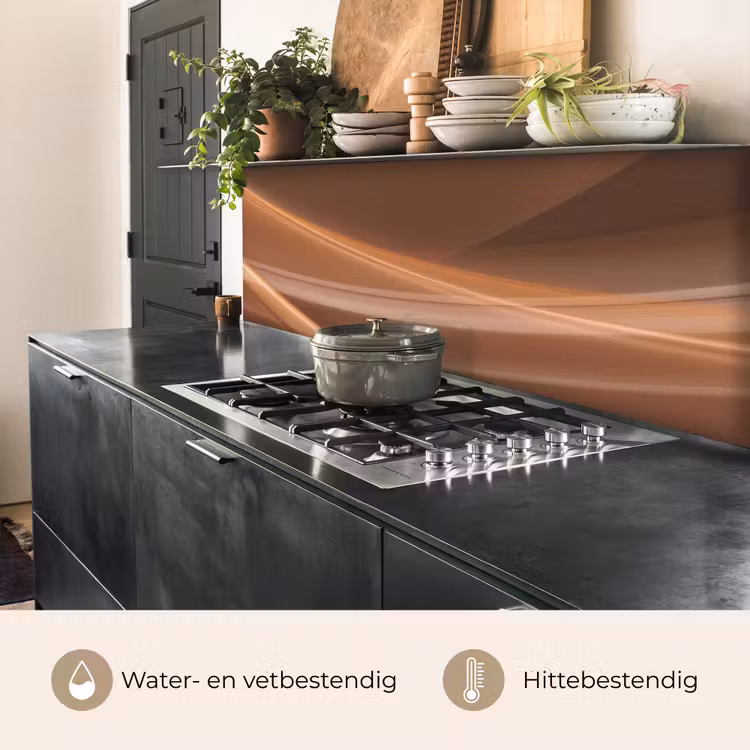 Keuken achterwand - Golven - Abstract - Bruin — 5