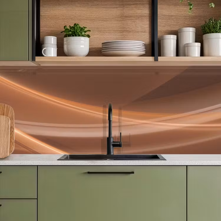 Keuken achterwand - Golven - Abstract - Bruin — 7