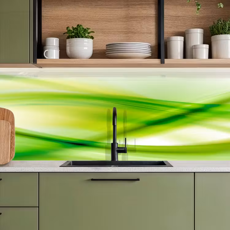 Keuken achterwand - Golven - Abstract - Groen — 7