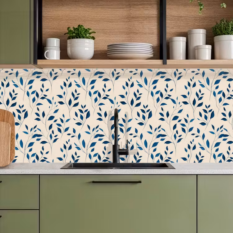 Keuken achterwand - Patroon - Blauw- Beige — 7