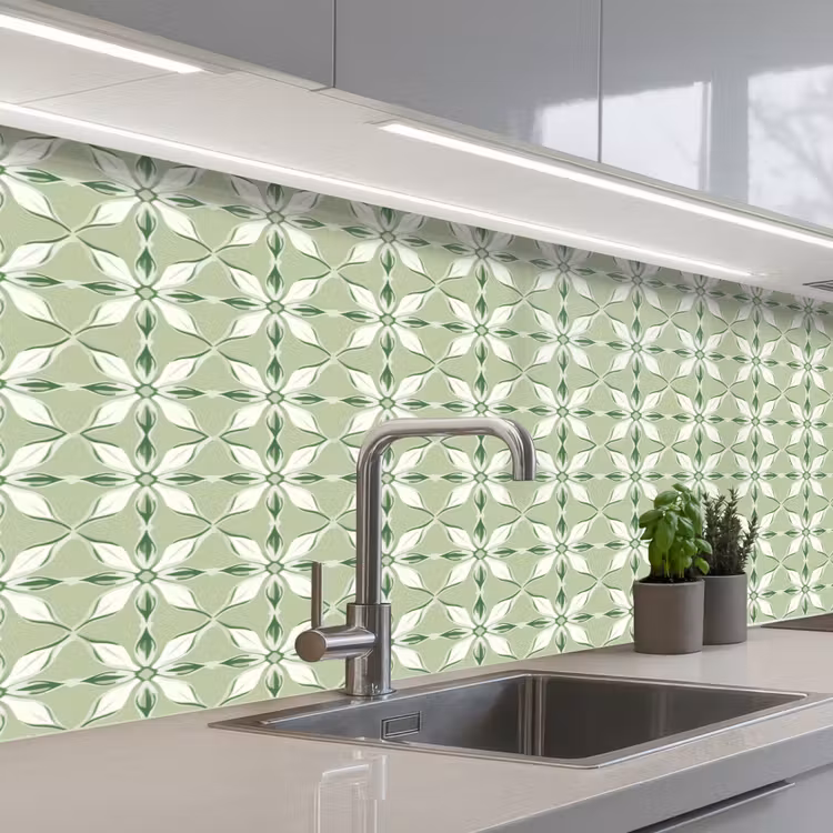 Keuken achterwand - Patroon - Bloemenvorm - Groen — 2