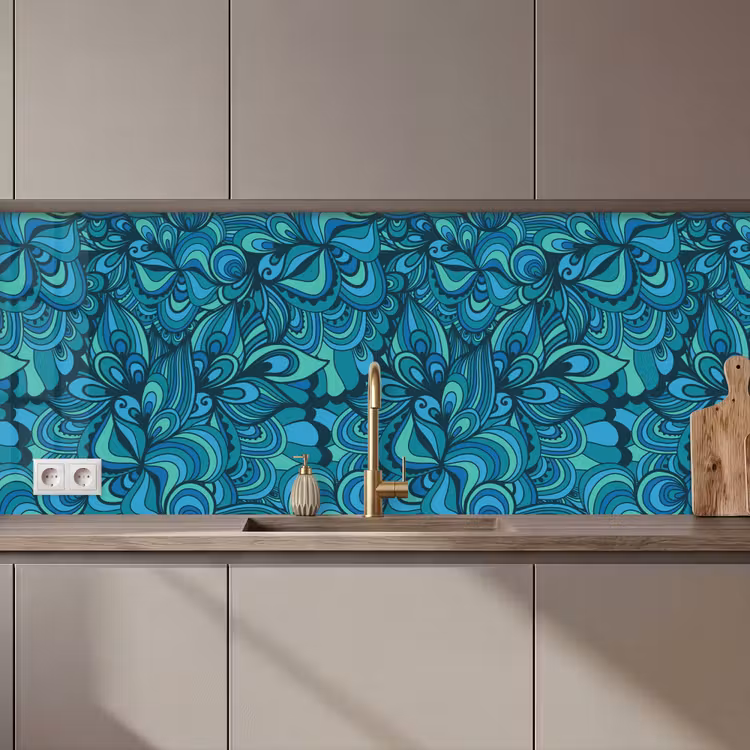 Keuken achterwand - Design - Vintage - Blauw - Turquoise — 1