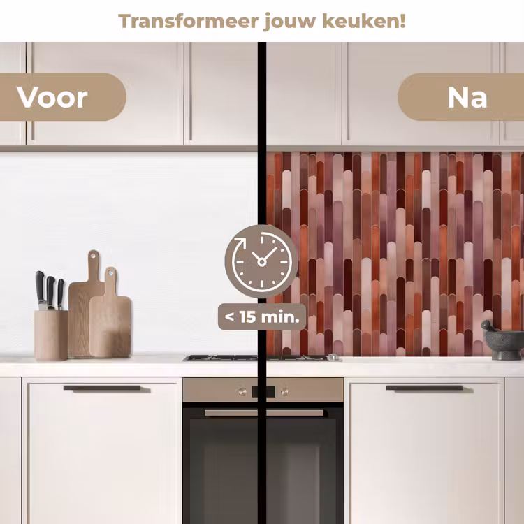 Keuken achterwand - Langwerpig - Tegels - Rood - Koper — 3