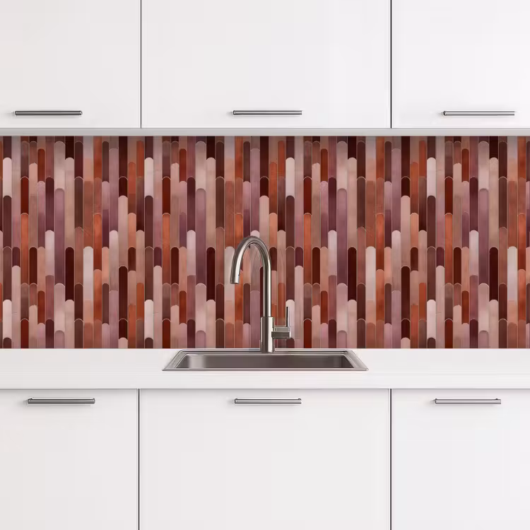 Keuken achterwand - Langwerpig - Tegels - Rood - Koper — 4
