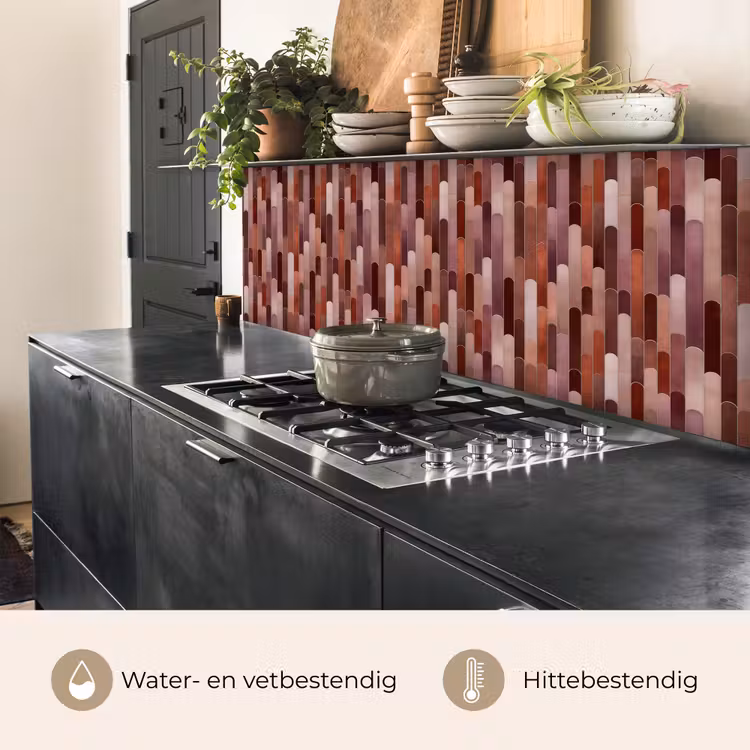 Keuken achterwand - Langwerpig - Tegels - Rood - Koper — 5