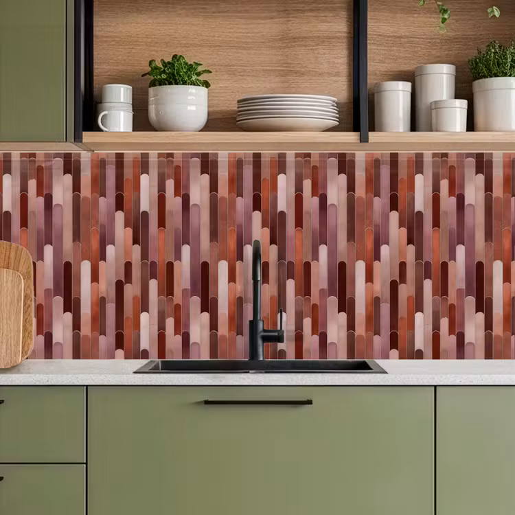 Keuken achterwand - Langwerpig - Tegels - Rood - Koper — 7
