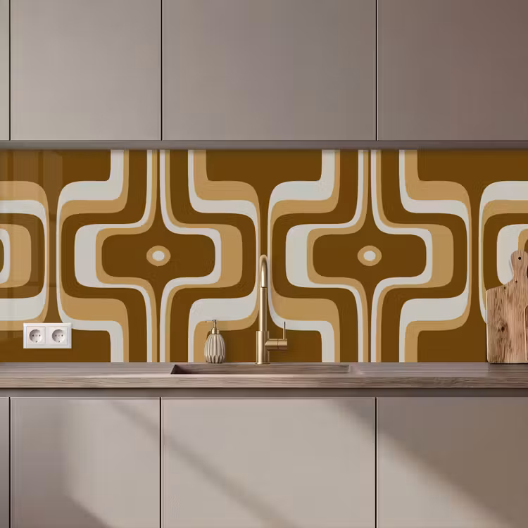 Keuken achterwand - Retro - Design - Bruin — 1