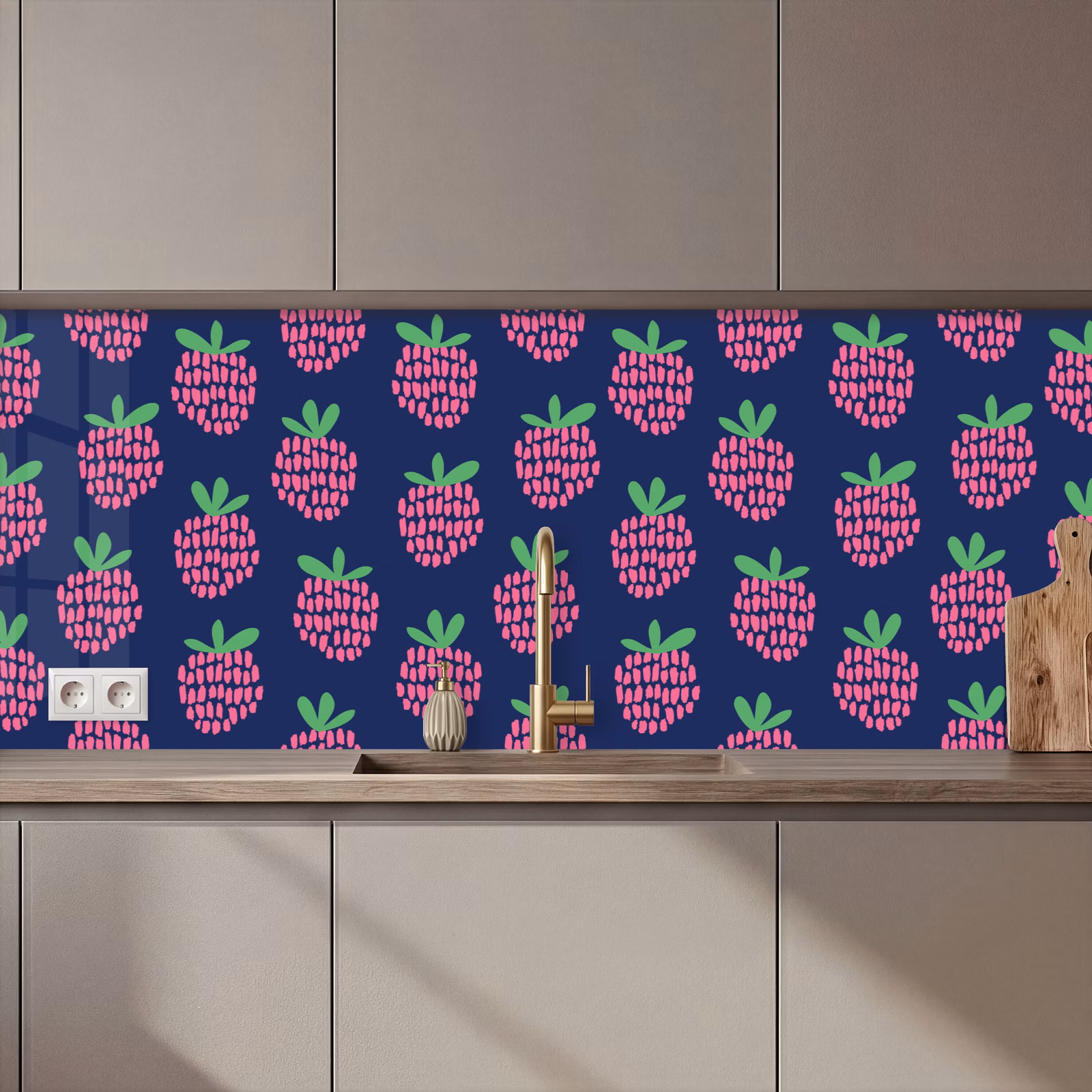 Keuken achterwand - Patroon - Framboos - Retro — 1