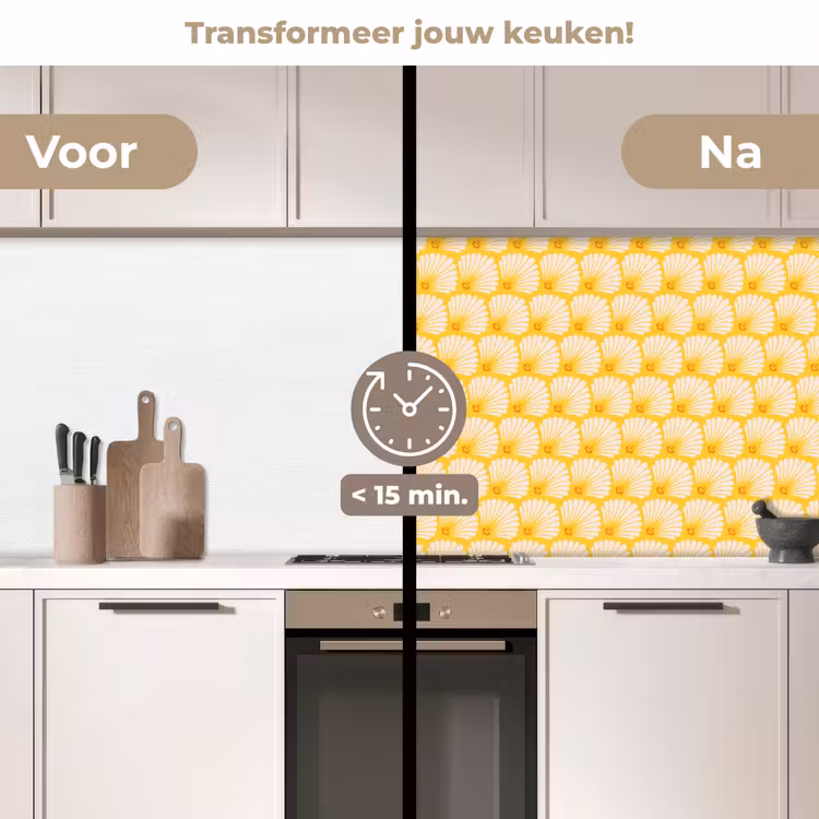 Keuken achterwand - Art Deco - Design - Schelp - Geel — 3