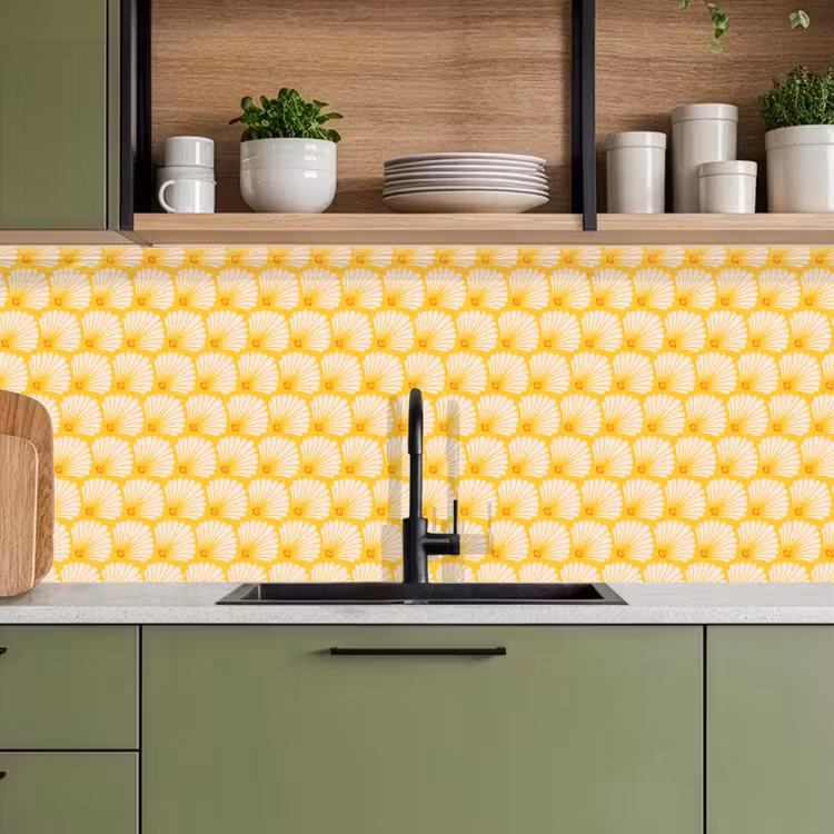 Keuken achterwand - Art Deco - Design - Schelp - Geel — 7