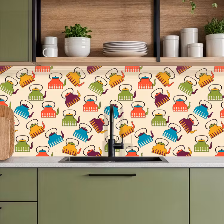 Keuken achterwand - Design - Retro - Theepot - Kleuren — 7