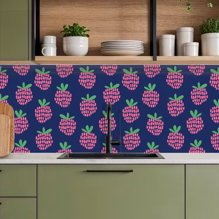 Keuken achterwand - Patroon - Framboos - Retro — 7
