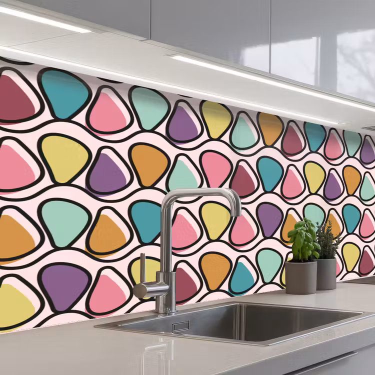 Keuken achterwand - Patroon - Ovaal - Pastel — 2