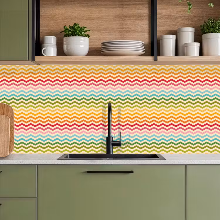 Keuken achterwand - Patroon - Regenboog - Retro — 7