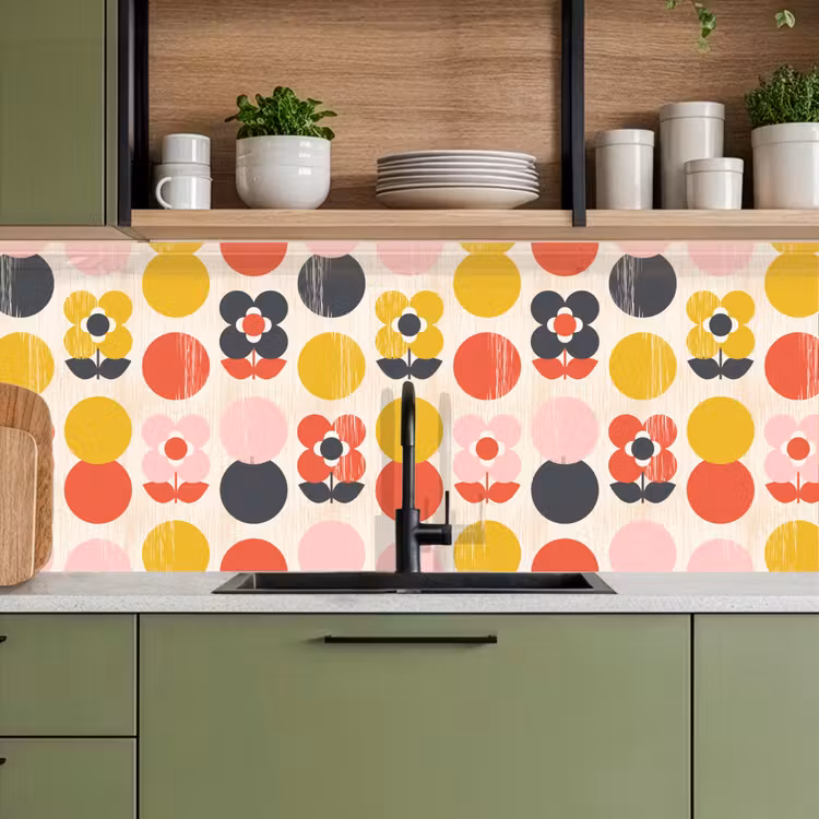 Keuken achterwand - Retro - Design - Bloemen - Pastel — 7