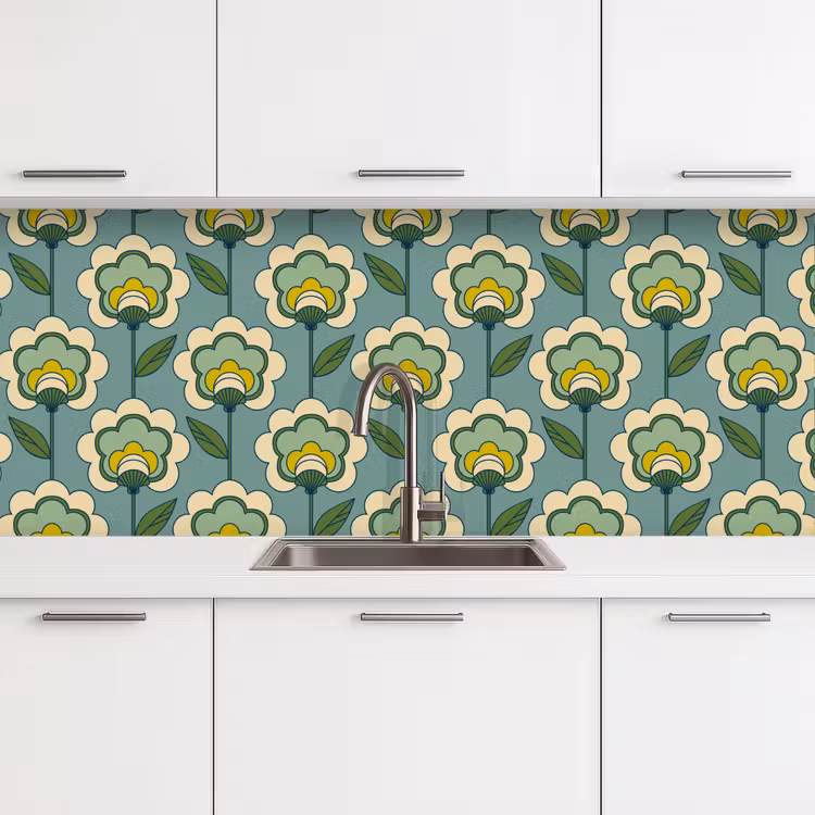 Keuken achterwand - Retro - Design - Jaren 70 - Bloem — 4