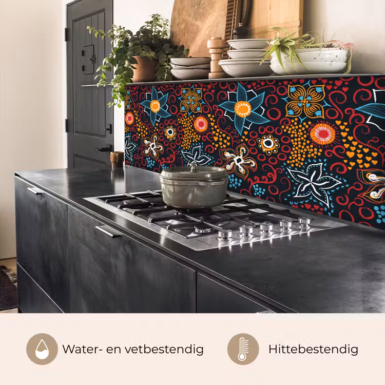 Keuken achterwand - Bloemen - Rood - Patronen — 5