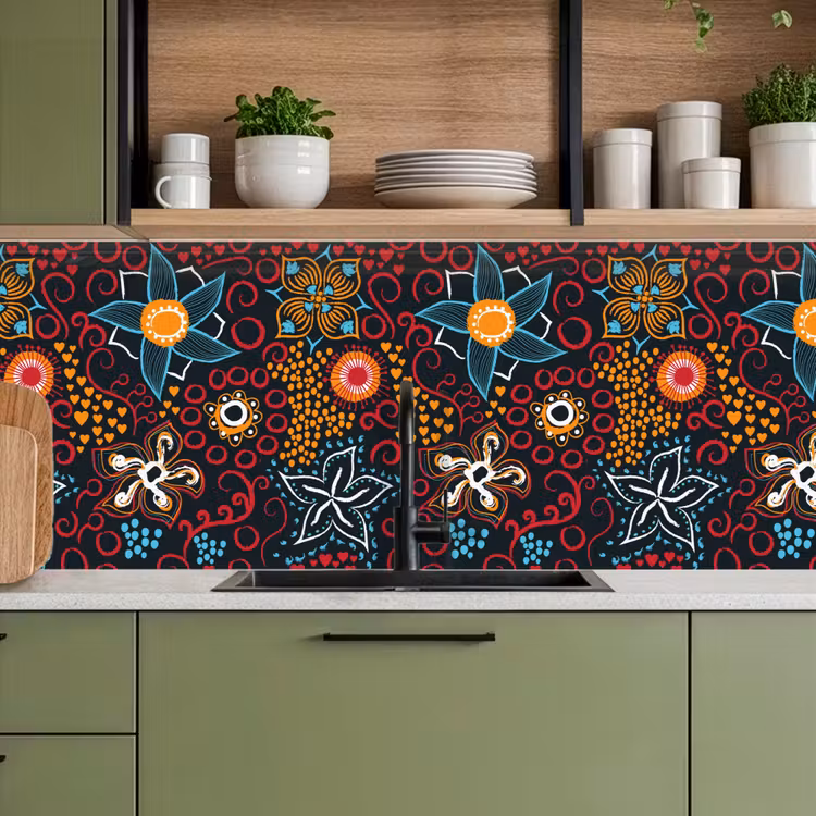 Keuken achterwand - Bloemen - Rood - Patronen — 7