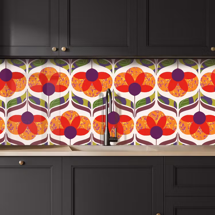 Keuken achterwand - Retro - Flower Power - Vintage - Kleuren — 6