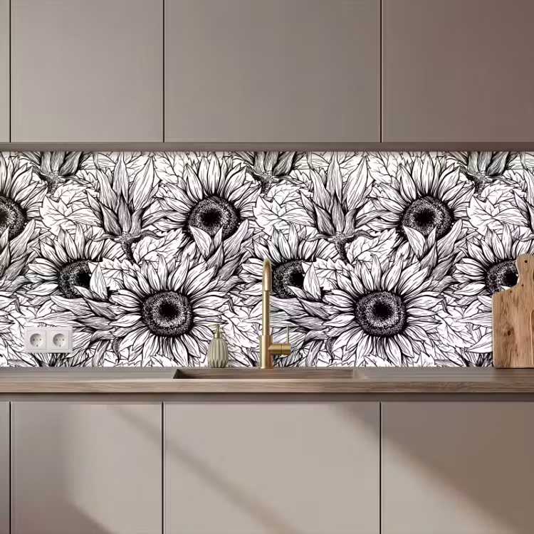 Keuken achterwand - Bloemen - Zonnebloem - Patroon — 1