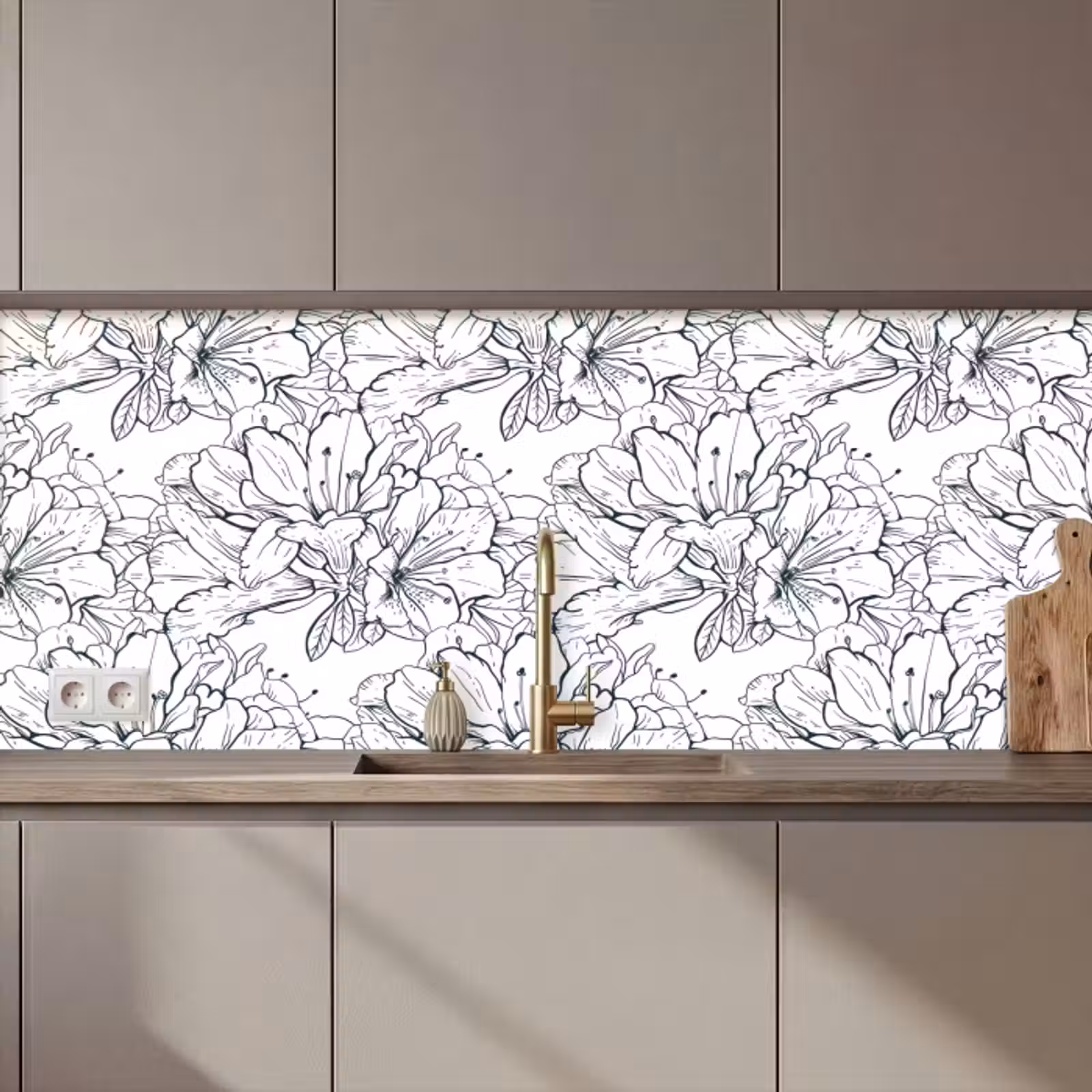 Keuken achterwand - Bloemen - Patroon - Lijn — 1
