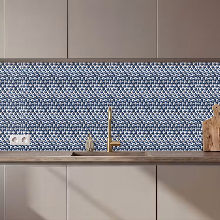 Keuken achterwand - Japan - Blauw - Wit - Patronen — 1