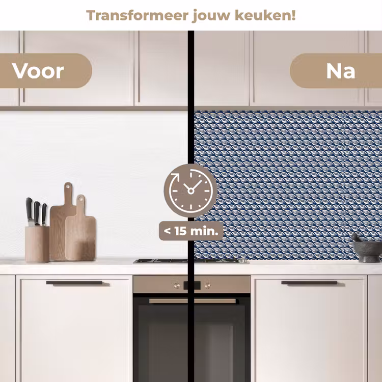 Keuken achterwand - Japan - Blauw - Wit - Patronen — 3