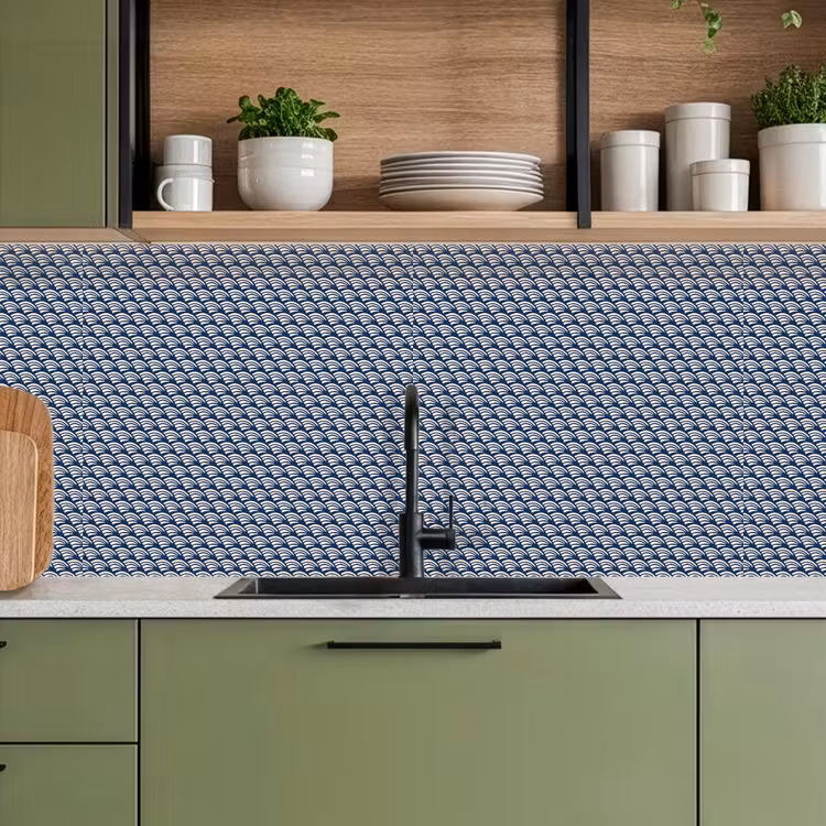 Keuken achterwand - Japan - Blauw - Wit - Patronen — 7