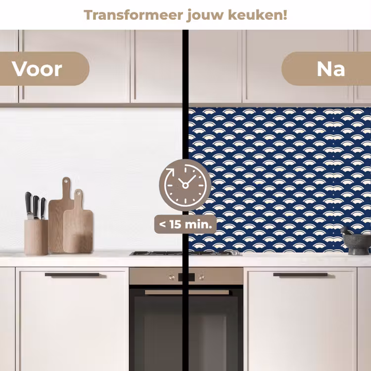 Keuken achterwand - Japans - Blauw - Wit - Patronen — 3