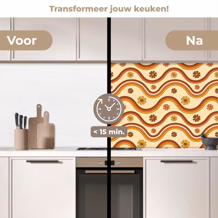 Keuken achterwand - Vintage - Patronen - Bloemen - Regenboog — 3