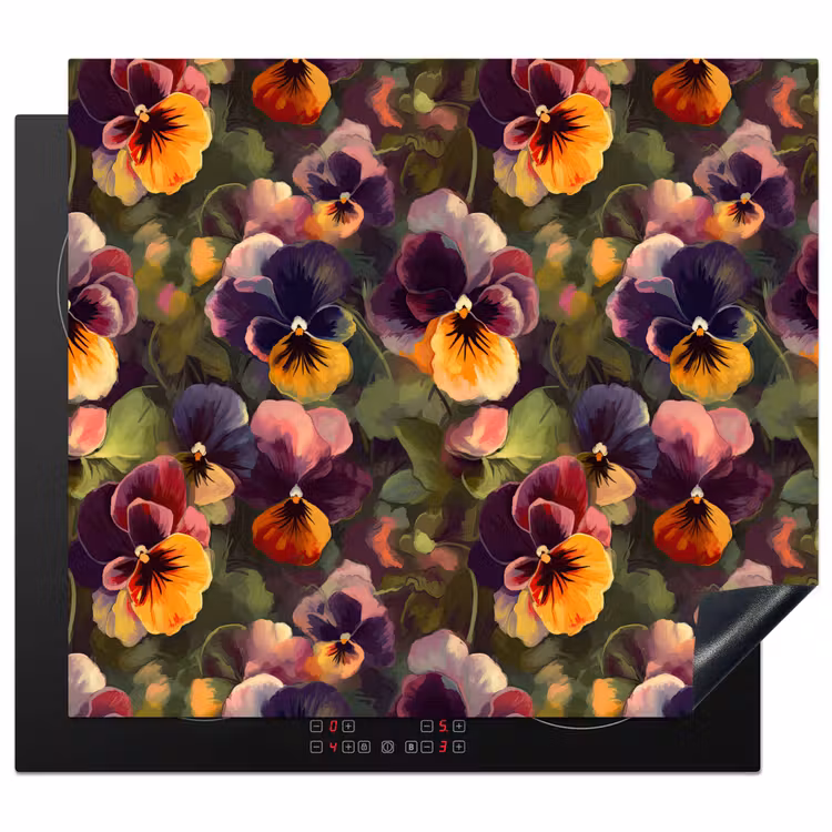 Inductie beschermer - Warm - Patroon - Penseel - Viooltjes — 1