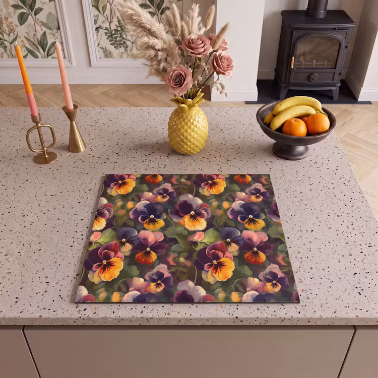 Inductie beschermer - Warm - Patroon - Penseel - Viooltjes — 3