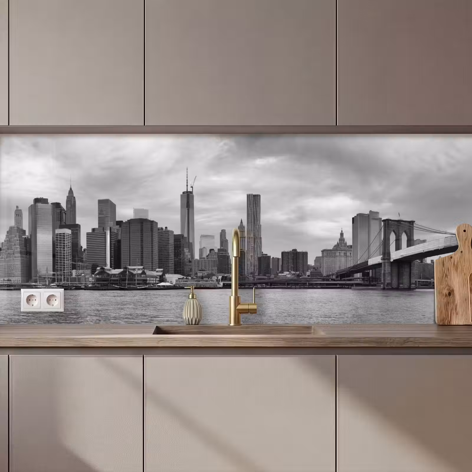 Keuken achterwand - Skyline - Brug - Gebouwen - Kleurloos — 1