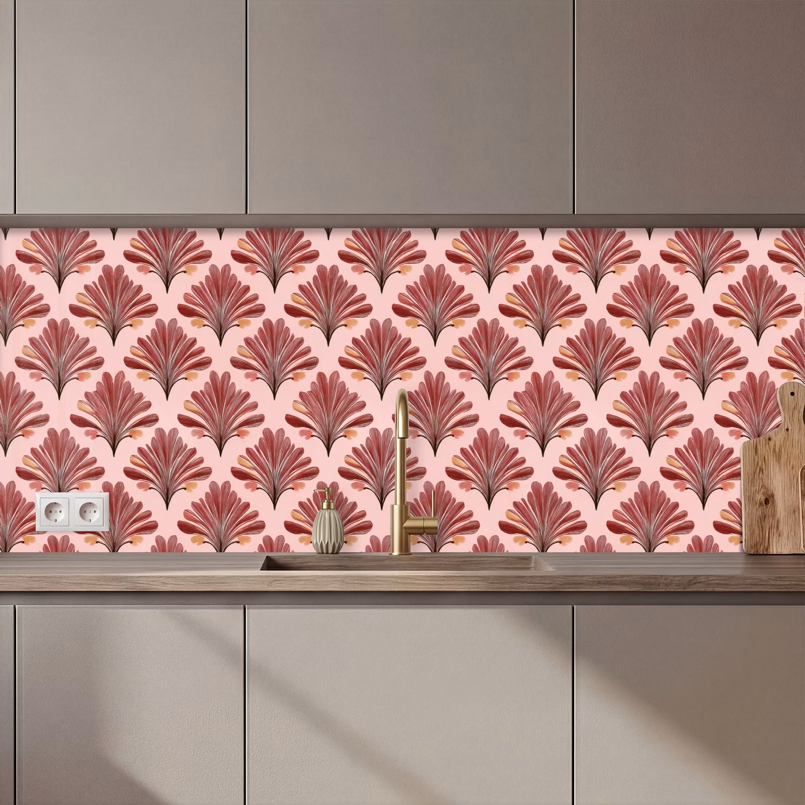 Keuken achterwand - Waaier - Roze - Rood — 1
