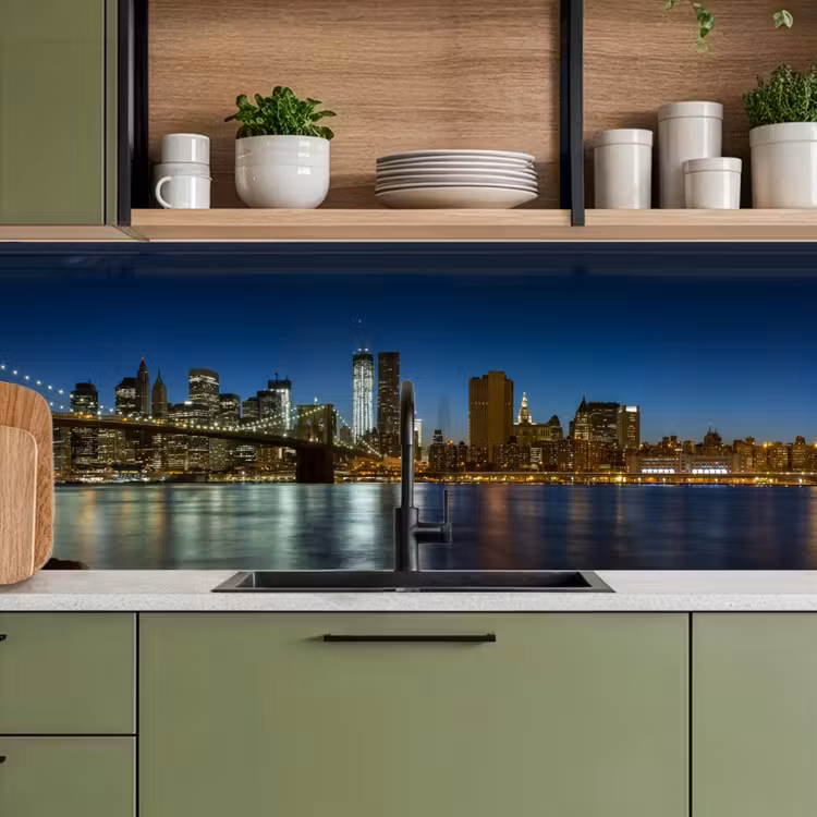 Keuken achterwand - Stadslichten - Avond - Skyline - Brug — 7