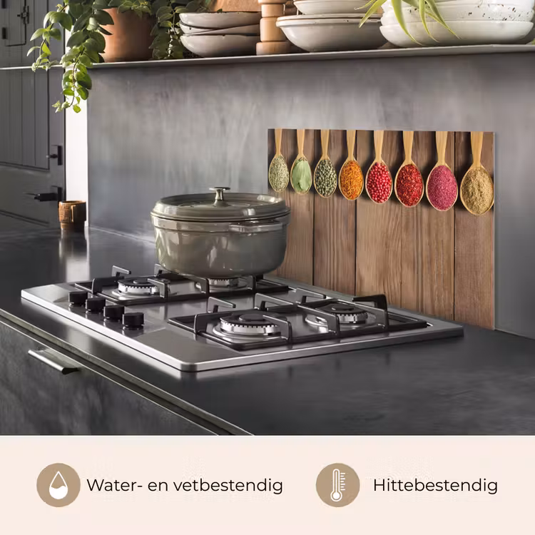Spatscherm keuken - Lepels - Kruiden - Hout — 2