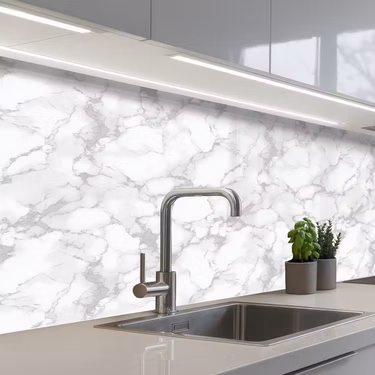 Keuken achterwand - Wit - Marmer - Grijs — 2