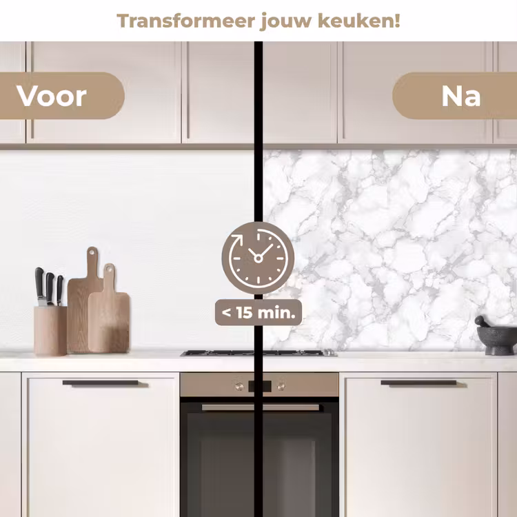 Keuken achterwand - Wit - Marmer - Grijs — 3