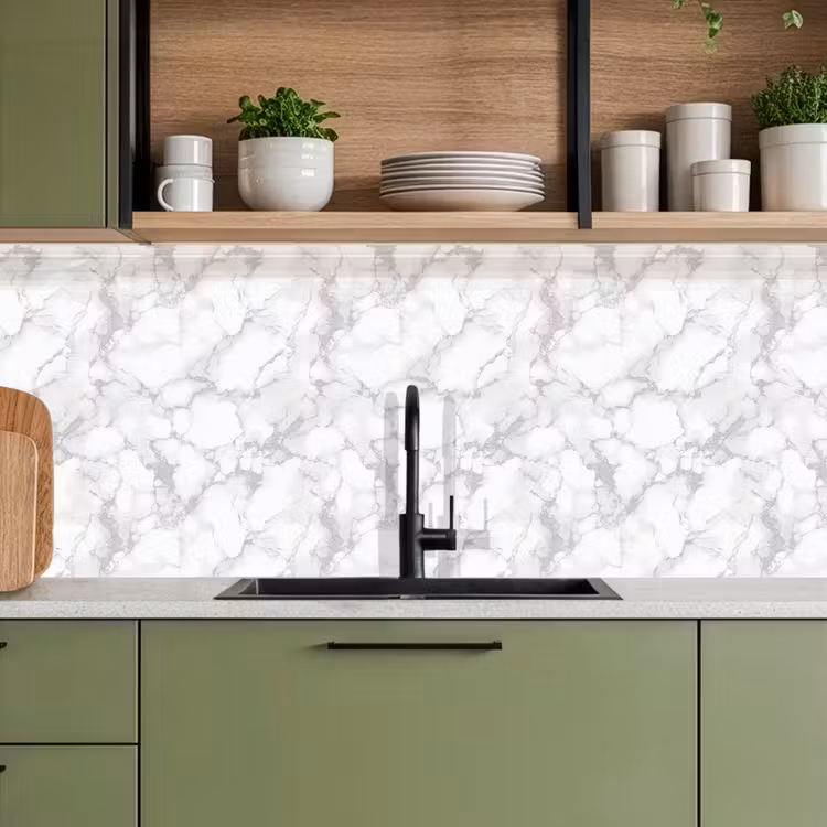 Keuken achterwand - Wit - Marmer - Grijs — 7