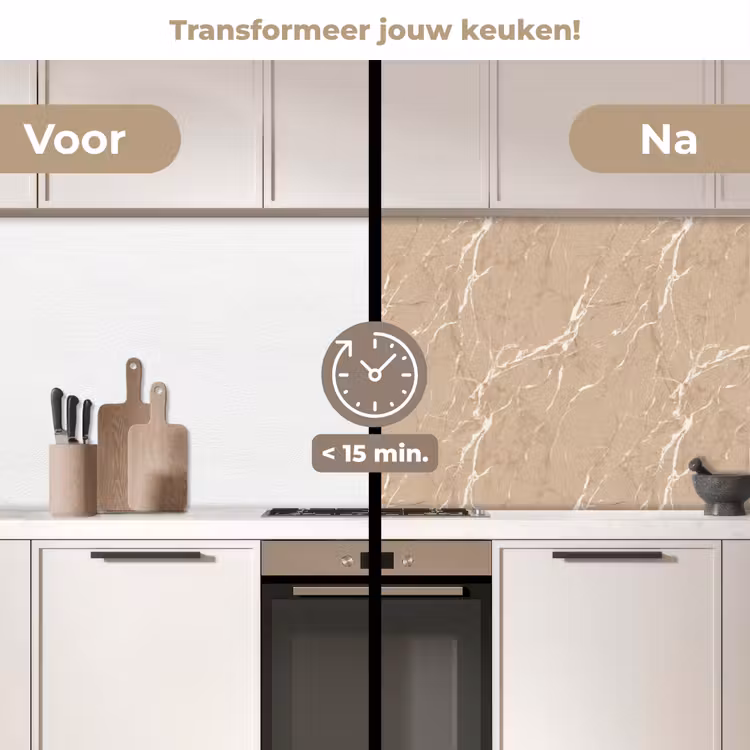 Keuken achterwand - Beige - Marmer - Organisch - Wit — 3