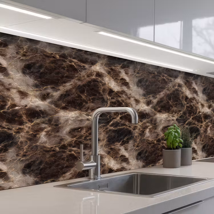 Keuken achterwand - Bruin - Goud - Marmer — 2