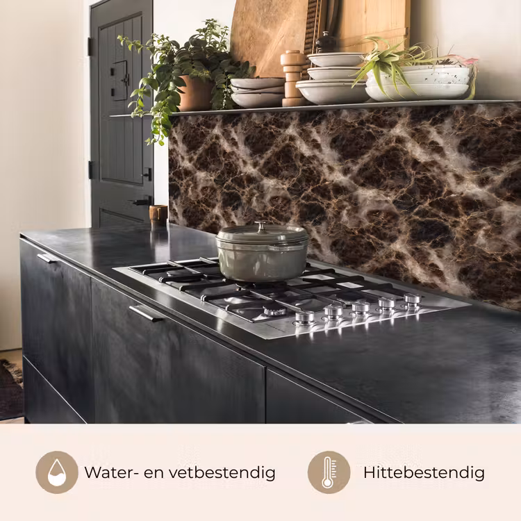 Keuken achterwand - Bruin - Goud - Marmer — 5